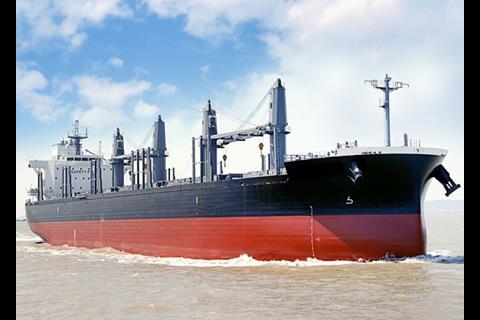 Tsuneishi Group (Zhoushan) Shipbuilding delivered the first new TESS42 Handysize bulker in May 2021. (credit: Tsuneishi Shipbuilding)